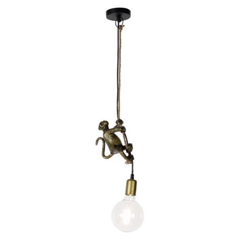 Vintage závěsná lampa zlatá - Animal Monkey QAZQA
