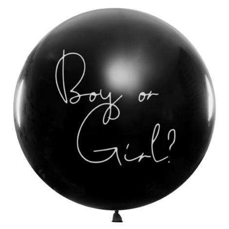 PCo Černý balónek - motiv Boy or Girl?, růžové konfety, 1 m