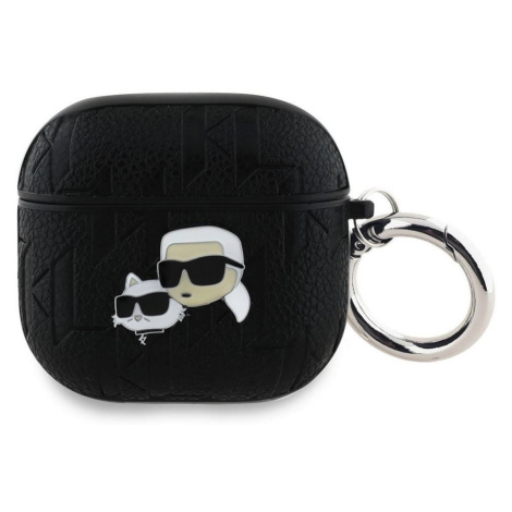 Karl Lagerfeld PU Embossed Karl and Choupette Heads Pouzdro pro AirPods 4 Black