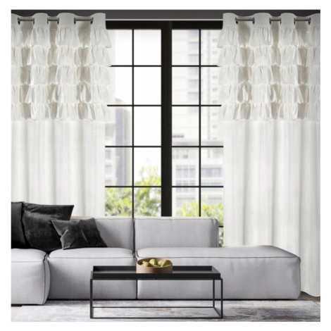 Elegantní sametový závěs zdobený volánem - bílý Šířka: 140 cm | Délka: 270 cm