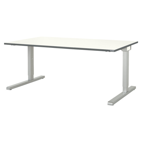 mauser Výškově nastavitelný obdélníkový stůl, š x h 1800 x 900 mm, deska bílá, podstavec v hliní