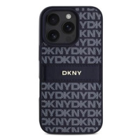 DKNY PU Leather Repeat Pattern Tonal Stripe Zadní Kryt pro iPhone 16 Pro Max Blue