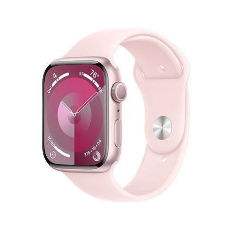 Apple Watch Series 9 45mm Růžový hliník se světle růžovým sportovním řemínkem - M/L