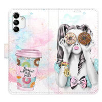 iSaprio flip pouzdro Donut Worry Girl pro Samsung Galaxy A04s