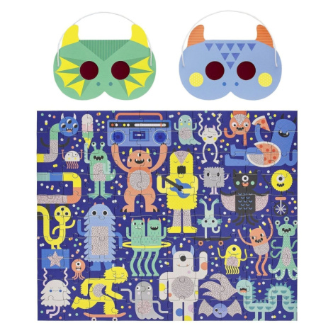Petit Collage Puzzle příšerky 100 ks s 3D brýlemi Petitcollage