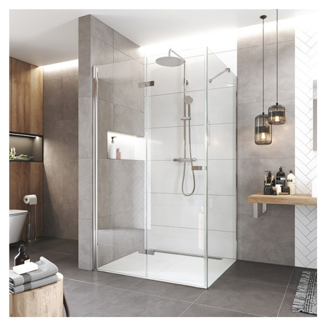 Mereo Sprchový kout, Novea, obdélník, zalamovací, 120x90 cm, chrom ALU, sklo Čiré, dveře levé a 