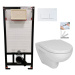 DEANTE Podomítkový rám, pro závěsné WC mísy + SLIM tlačítko bílé + WC JIKA LYRA PLUS + SEDÁTKO D