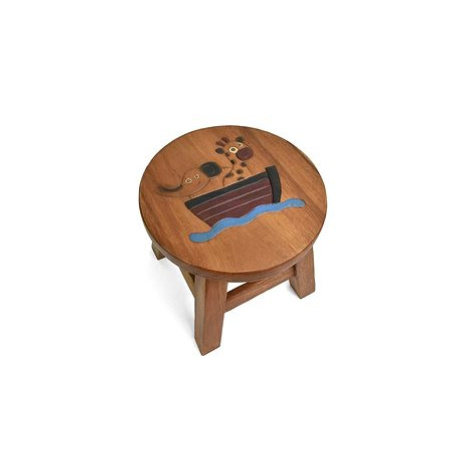 Oriental stolička dřevěná, dekor zvířátka v lodi