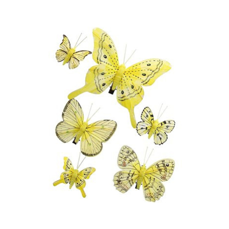 DOMMIO Motýlci se skřipcem 6 ks, žlutí