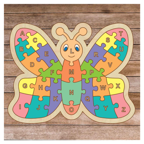 Dětské dřevěné puzzle - Abeceda motýl A-ZET 26 dílků | SENTOP H009: 20 x 15 cm 4150-63807 H009
