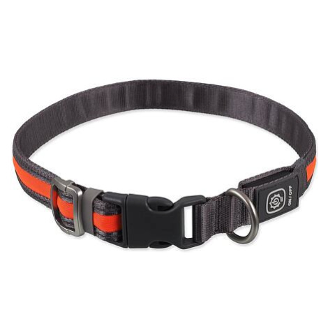 Obojek Dog Fantasy USB LED nylonový svítící S-M oranžový 1,9x35-50cm