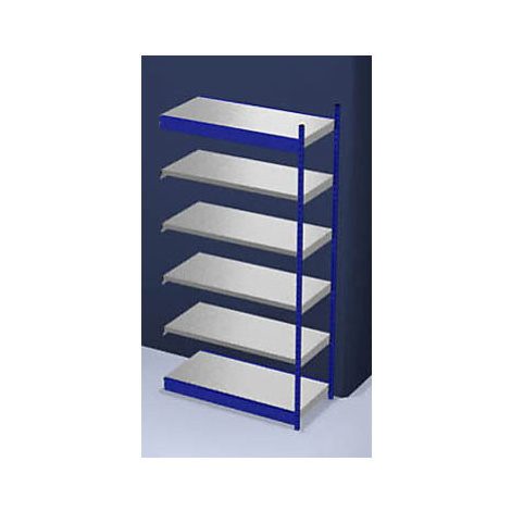 hofe Stabilní zásuvný regál, jednostranný, výška regálu 2500 mm, modrý / pozinkovaný, šířka poli