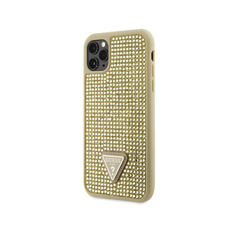 Guess Rhinestones Triangle Metal Logo Kryt pro iPhone 11 Pro Gold