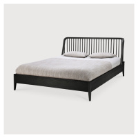 Dubová designová postel Spindle s žebrovaným čelem, 160 x 200 cm, černá - Ethnicraft