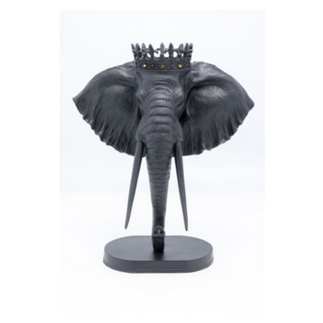 KARE Design Soška Busta Slon s korunou - černá, 57cm