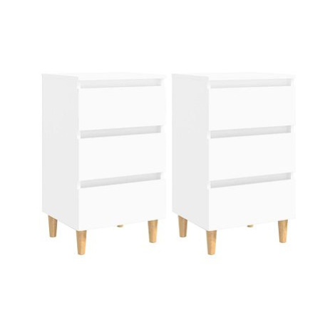 Noční stolky s dřevěnými nohami 2 ks bílé 40 × 35 × 69 cm SHUMEE