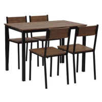 Sada jídelního stolu a 4 židlí z tmavého dřeva s černým HAMRY, 251907