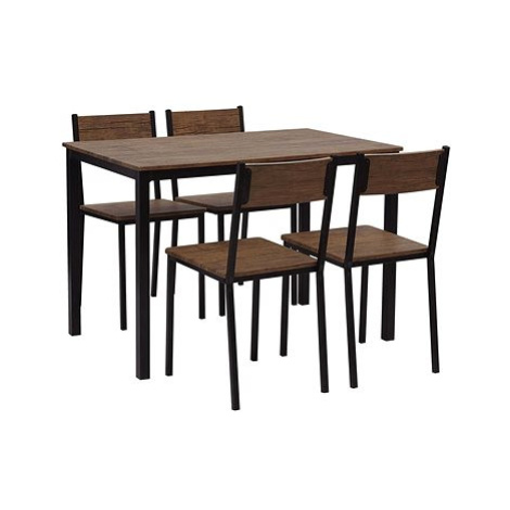 Sada jídelního stolu a 4 židlí z tmavého dřeva s černým HAMRY, 251907 BELIANI