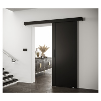 Posuvné dveře Salwador IX Dveře: Černá, Pásky / úchyty: Stříbrné, Horní pojezdová lišta: Bílá