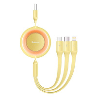 Kabel 3 v 1 Baseus Bright Mirror 2 USB, micro USB / Lightning / USB-C, plochý, 3,5 A, 1,1 m (žlu