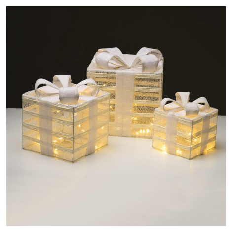 ACA Lighting bílá sada dárkové balíčky,15+25+35 WW LED na baterie 3x3xAA IP20 17,23,28.5cm X1175