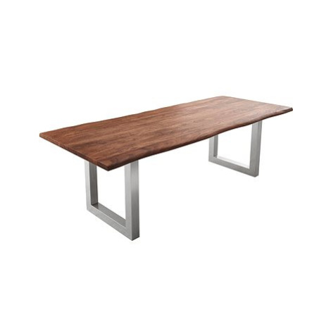 DELIFE Jídelní stůl Edge 240 × 100 cm hnědá akácie nerezová ocel široká