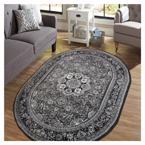 Exkluzivní oválný koberec v nadčasové šedé barvě Šířka: 200 cm | Délka: 300 cm