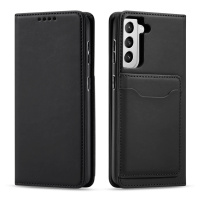 Magnet Card Case elegantní knížkové pouzdro s venkovní kapsou na Samsung Galaxy S22 PLUS 5G Blac