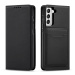 Magnet Card Case elegantní knížkové pouzdro s venkovní kapsou na Samsung Galaxy S22 PLUS 5G Blac