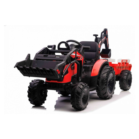Mamido Dětský elektrický traktorbagr s přívěsem červený