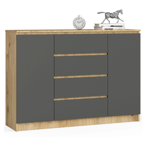 Ak furniture Komoda Tove K 140 cm dub artisan/šedý grafit