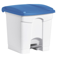 helit Nášlapná nádoba na odpad, objem 30 l, š x v x h 410 x 440 x 400 mm, bílá, modré víko