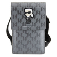 Karl Lagerfeld Saffiano Mono Ikonik Universal Bag pouzdro stříbrné