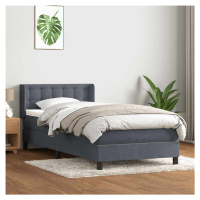 vidaXL Box spring postel s matrací tmavě šedá 90x220 cm samet