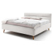 Světle šedá čalouněná dvoulůžková postel s úložným prostorem s roštem 160x200 cm Lotte – Meise M