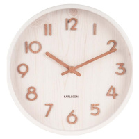 Bílé nástěnné hodiny z lipového dřeva Karlsson Pure Small, ø 22 cm