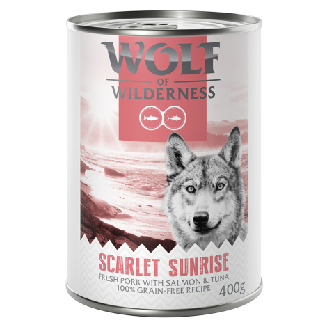 Wolf of Wilderness konzervy, 24 x 400 g - 20 + 4 zdarma - "Red Meat" Scarlet Sunrise – čerstvé v