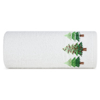 Bavlněný vánoční ručník bílý s jedlemi