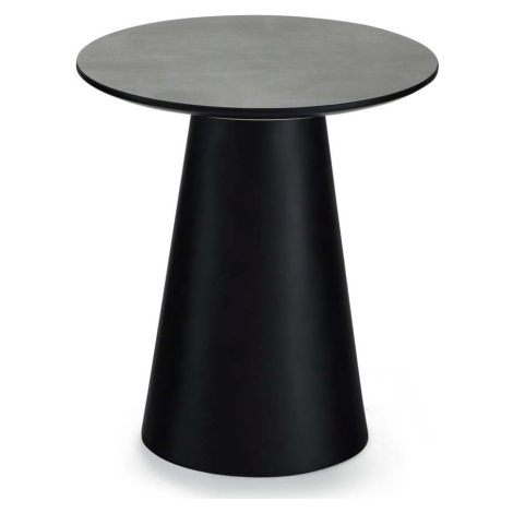 Konferenční stolek v tmavě šedé a černé barvě s deskou v dekoru mramoru ø 45 cm Tango – Furnhous Furnhouse