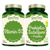 GreenFood Nutrition Probiotics Lactospore® + Prebiotics +Vitamin D3 2 x 60 kapslí