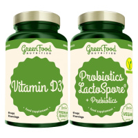 GREENFOOD NUTRITION Probiotics Lactospore® + Prebiotics +Vitamin D3 2 x 60 kapslí