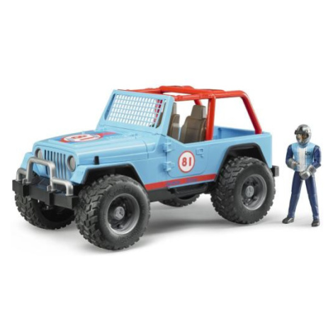 BRUDER 02541 Jeep WRANGLER Cross Country modrý s figurkou jezdce Brüder Mannesmann