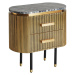 Estila Luxusní art deco oválný noční stolek Chamoix s kovovou zlatou konstrukcí a černou mramoro