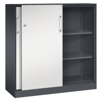 C+P Skříň s posuvnými dveřmi ASISTO, výška 1292 mm, šířka 1200 mm, černošedá/světlá šedá