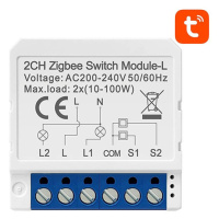 ZigBee Avatto LZWSM16-W2 Bezneutrální inteligentní spínač přípojnic TUYA