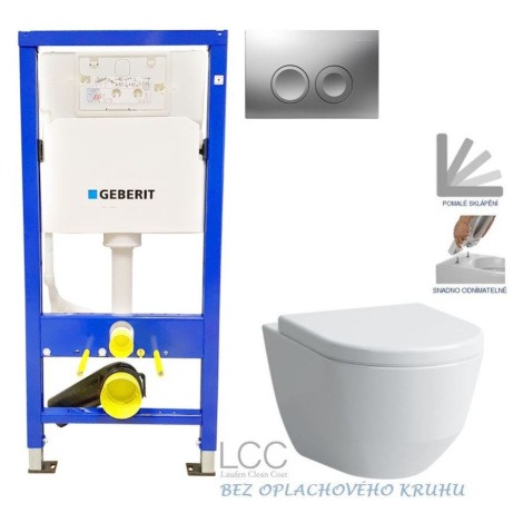 GEBERIT DuofixBasic s matným tlačítkem DELTA21 + WC LAUFEN PRO LCC RIMLESS + SEDÁTKO 458.103.00.