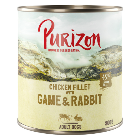 Purizon Adult - bez obilovin 6 x 800 g - Zvěřina a králičí s dýní a brusinkami