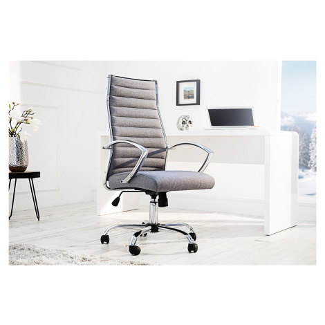 Estila Moderní kancelářská židle Big Deal v šedé barvě s kovovou konstrukcí s nastavitelnou výšk