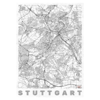 Mapa Stuttgard, Hubert Roguski, 30 × 40 cm