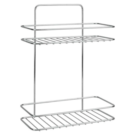 Závěsná ocelová koupelnová polička bez vrtání v leskle stříbrné barvě Luxy – Metaltex